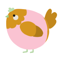 A rose and ochre chicken with a head pattern