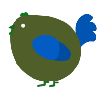 A olive and ultramarine chicken