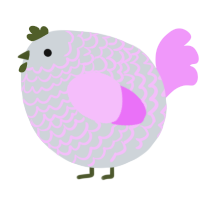 A mist and lavender chicken with a lace pattern