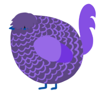 A overcast and blurple chicken with a lace pattern