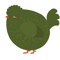 A olive chicken with a speckle pattern