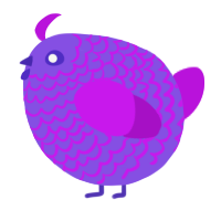 A blurple and amethyst chicken with a lace pattern