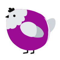 A plum and mist chicken with a head pattern