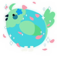 A aqua and spring chicken with a head pattern