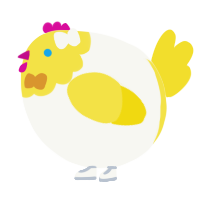 A white and yellow chicken with a head pattern