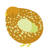 A ochre and lemon chicken with a speckle pattern
