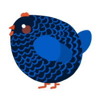 A tumblr and ultramarine chicken with a lace pattern