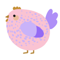 A rose and lilac chicken with a speckle pattern