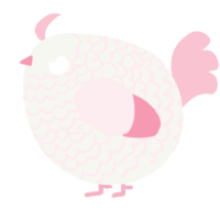 A white and rose chicken with a lace pattern