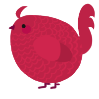 A crimson chicken with a lace pattern