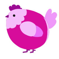 A fuchsia and lavender chicken with a head pattern