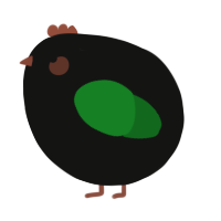A black and leaf chicken