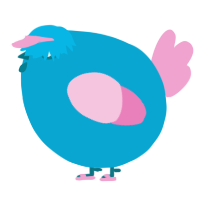 A cerulean and pink chicken