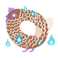 A brown and cream chicken with a lace pattern