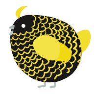 A sable and yellow chicken with a lace pattern