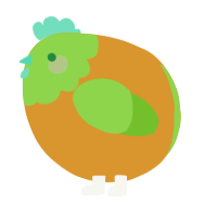 A orange and grass chicken with a head pattern