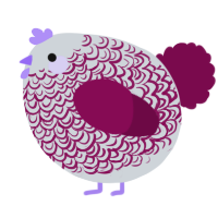 A mist and wine chicken with a double-lace pattern