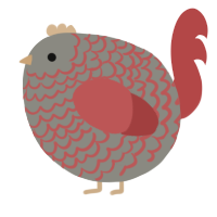 A ash and red chicken with a lace pattern