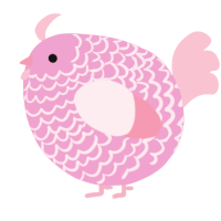 A pink and rose chicken with a lace pattern