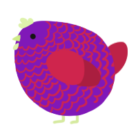 A violet and crimson chicken with a lace pattern