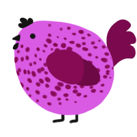 A orchid and wine chicken with a speckle pattern