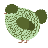 A gluppy and olive chicken with a lace pattern