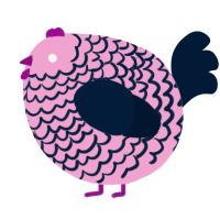 A pink and tumblr chicken with a lace pattern