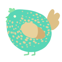 A aqua and beige chicken with a speckle pattern