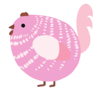 A pink and rose chicken with a bar pattern