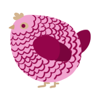 A pink and maroon chicken with a lace pattern
