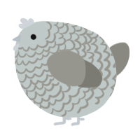 A silver and ash chicken with a lace pattern