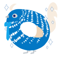 A sapphire and cream chicken with a bar pattern
