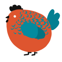 A vermilion and sea chicken with a half-lace pattern