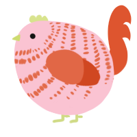 A rose and vermilion chicken with a bar pattern