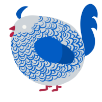 A mist and ultramarine chicken with a double-lace pattern
