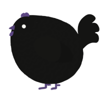 A black chicken with a lace pattern