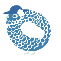 A sapphire and white chicken with a lace pattern