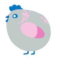 A silver and pink chicken with a neck-speckle pattern