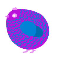 A amethyst and sapphire chicken with a lace pattern