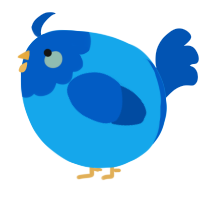 A sky and ultramarine chicken with a head pattern