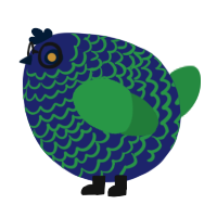 A navy and viridian chicken with a lace pattern