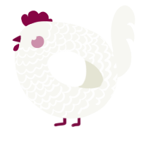 A white chicken with a lace pattern