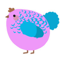 A lavender and cerulean chicken with a half-lace pattern