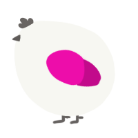 A white and fuchsia chicken