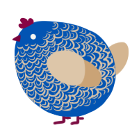 A ultramarine and beige chicken with a double-lace pattern