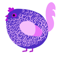 A indigo and lavender chicken with a double-lace pattern