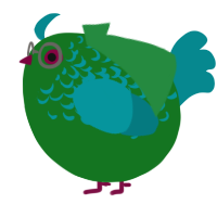 A leaf and teal chicken with a half-lace pattern