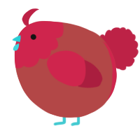 A red and crimson chicken with a head pattern