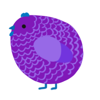 A violet and blurple chicken with a lace pattern