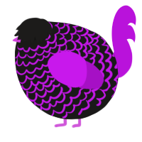 A sable and amethyst chicken with a lace pattern